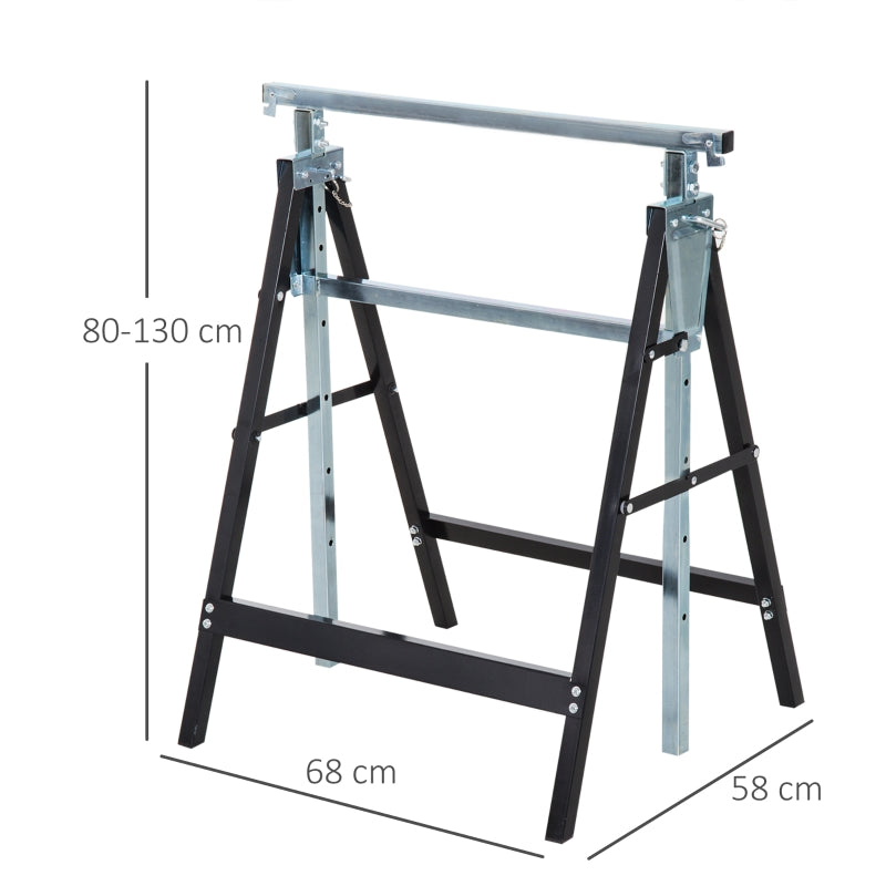 Scaffolding Trestle, Folding Height Adjustable 200 kg, Steel Black