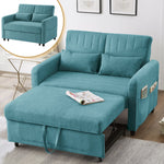 Sofa Bed, Two-Seater Folding Extendable, Three-Level Adjustable Backrest, Cotton Linen Fabric