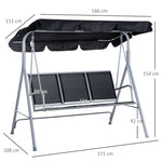 Hollywood Swing, 3-Seater Elegant Garden Swing with Roof, Metal Frame Grey/Silver