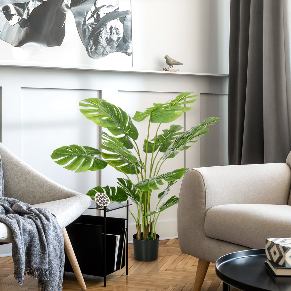 Artificial Monstera 120cm Plant with Planter, Green
