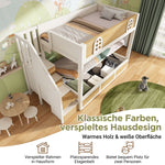 Children's Bunk Bed 90x200cm with Storage Staircase, White & Natural