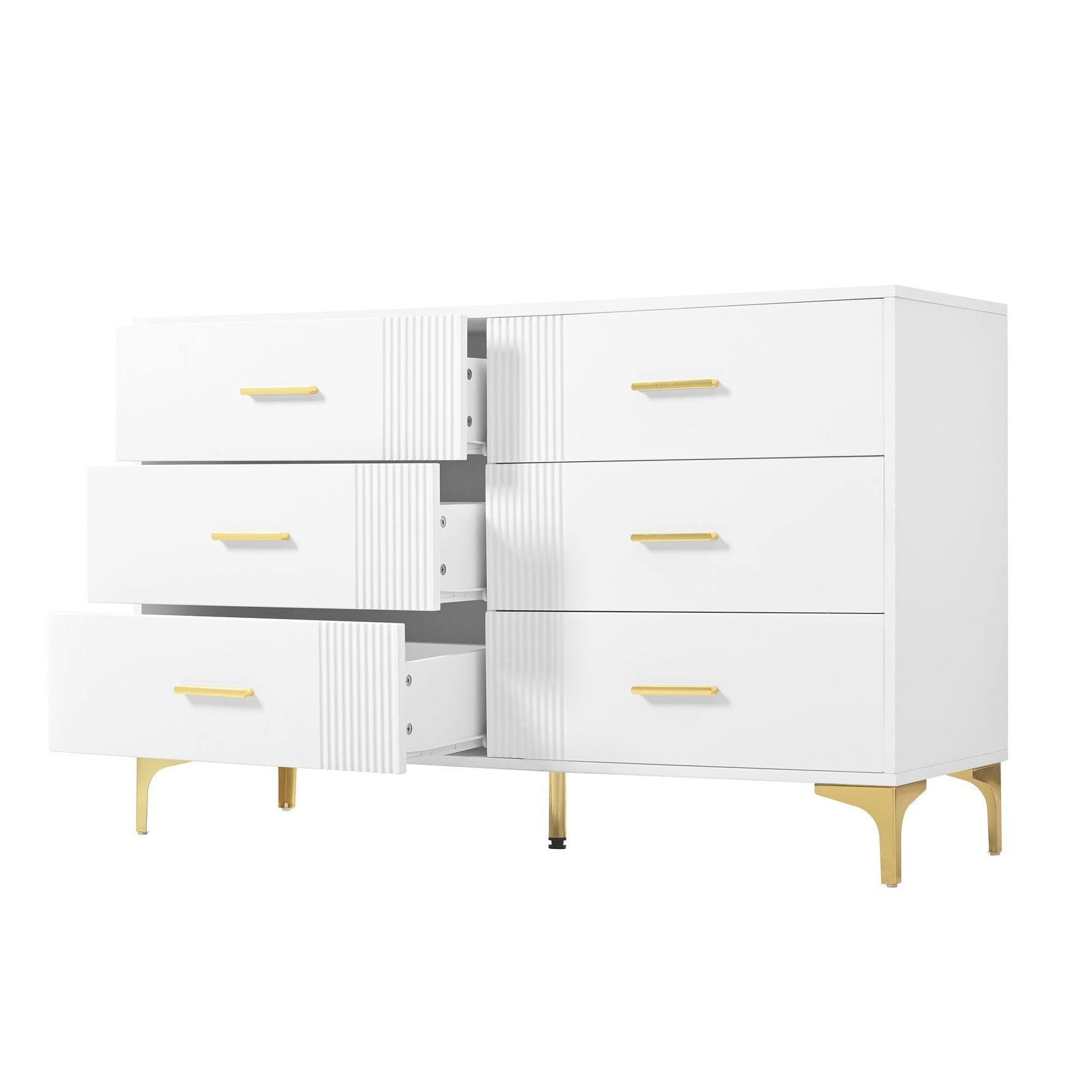 Chest of drawers 6 drawers for living room and bedroom, white