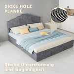 Modern Soft Bed with Mattress & Storage, 160x200cm, Gray