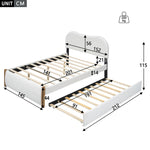 Upholstered Bed 140x200cm Pull-out Rollaway Bed - White