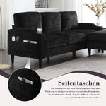 Sofa with Footstool & Storage, 4-Seater with Cup Holder, Velvet