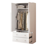 Wardrobe Double Door Drawers Storage 70x40x170cm, White