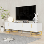 TV Cabinet Lowboard Textured Door Gold Handles and Feet