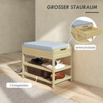 Shoe Bench, 2-Tier with Drawer, Bamboo Natural