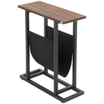 Side Table Coffee Table Nightstand, Fabric Bag Steel Frame, Dark Brown and Black