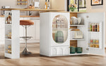 360° Rotating Bar Table Kitchen Island Storage Cabinet - White/Black