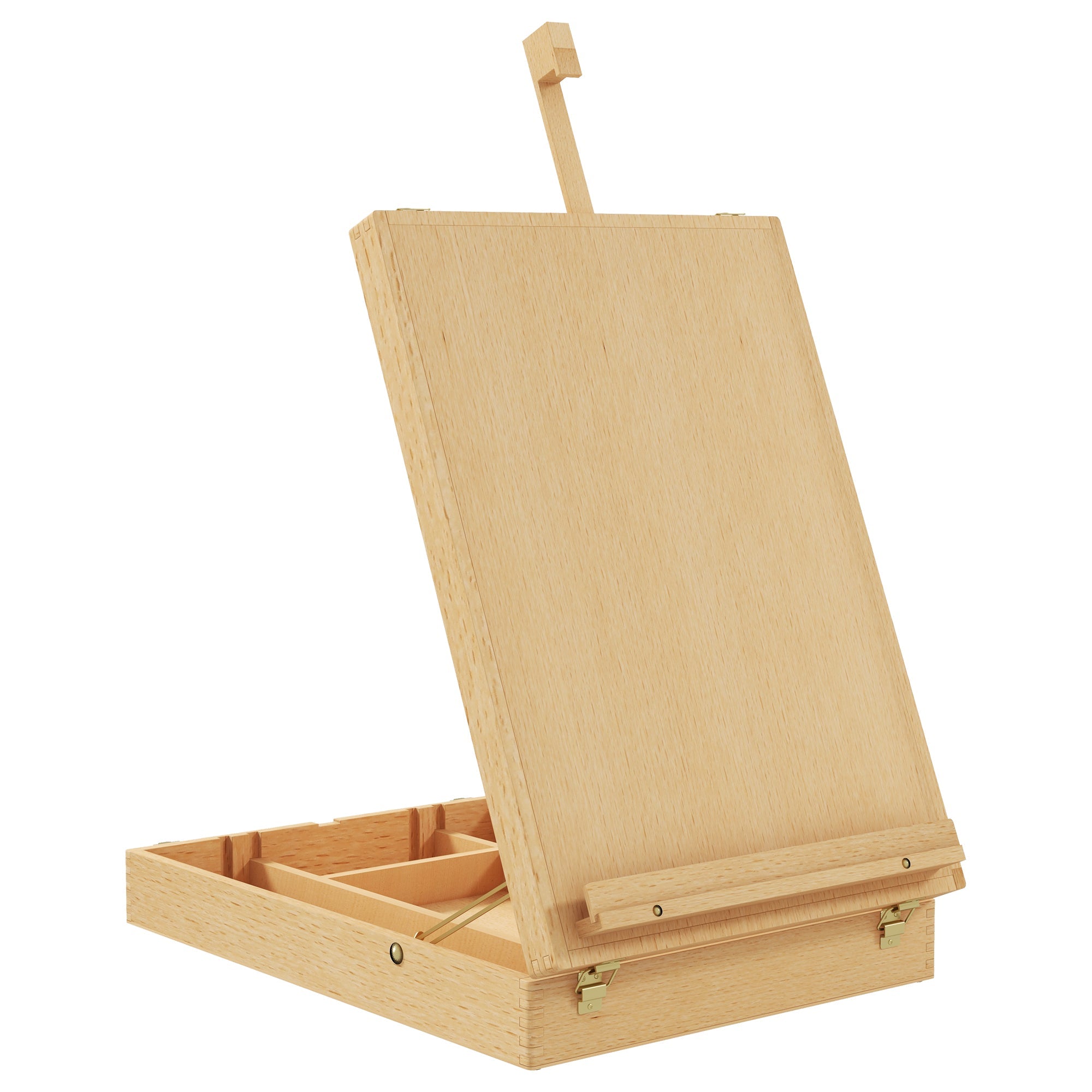 Table Easel, Angle-Adjustable Foldable Suitcase with Storage, Wood