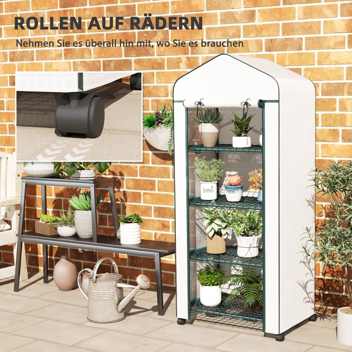 Greenhouse, Roll Shelves Winter-Proof Steel Film, White