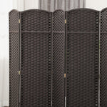 6-Panel Room Divider, Foldable Privacy Screen, Home Office, Brown