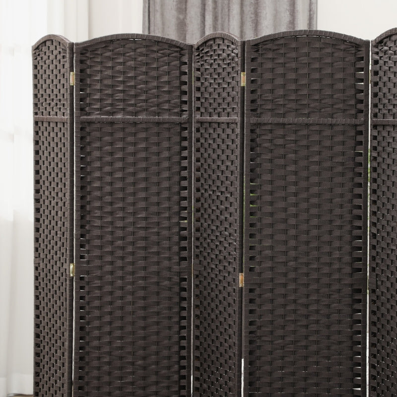 6-Panel Room Divider, Foldable Privacy Screen, Home Office, Brown