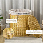 Laundry Basket 100L, with Lid, Wicker, Natural