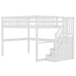 Children's Loft Bed 140x200cm with Storage Drawers & Desk, White
