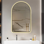 Arched LED Bathroom Mirror 60x120cm, Anti-Fog, Dimmable, Temp Display, Black Frame
