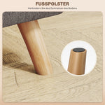Footstool, Modern Upholstered Ottoman, Grey Linen Look