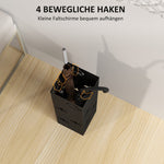 Umbrella Stand, 4 Hooks, Water Catcher, Steel Black