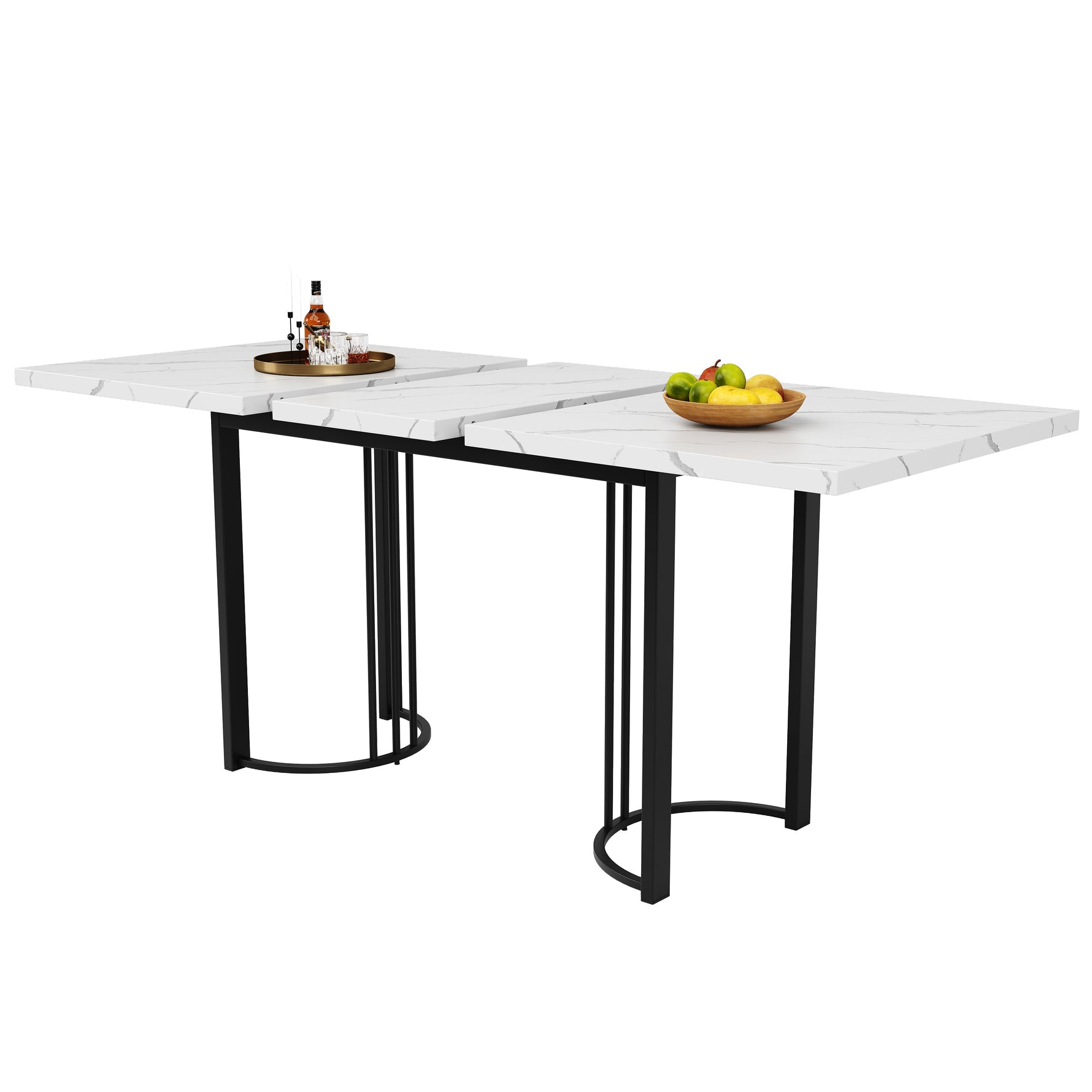 9-Piece Dining Set Extendable Rectangular Table for 8 Black Velvet