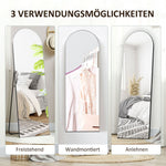 Full-Length Mirror with Stand, Arched Design, Shatterproof, Black