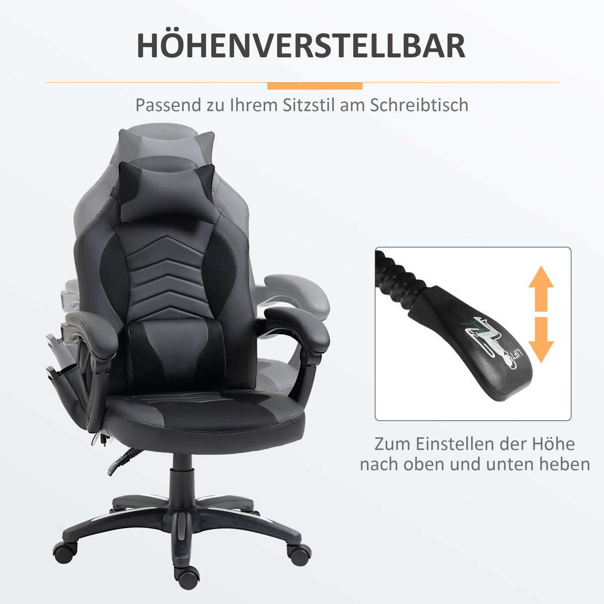 Gaming Chair Ergonomic with Heat & Vibration, Faux Leather