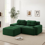 Boneless Modular Sofa L-Shaped Sleeper Ottoman Tufted - Corduroy Green