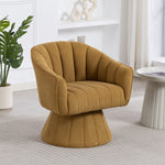 360° Swivel Chair with Ergonomic Cushions and Wraparound Armrests, Mustard Yellow