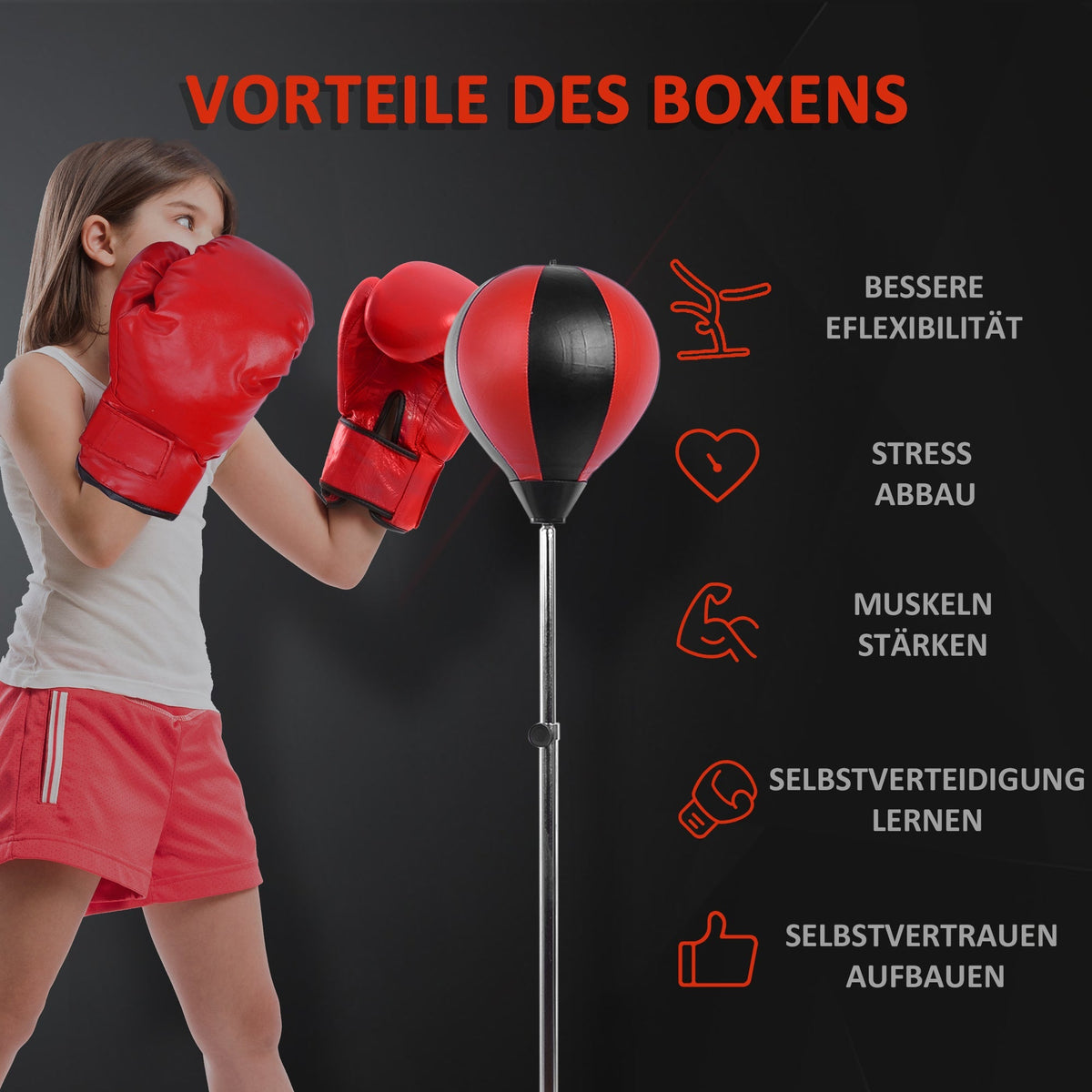 Punching Ball Set, Adjustable Stand, Gloves, Pump