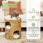 Cat Scratching Barrel, 50cm 2 Caves Cushion, Water Hyacinth Light Brown