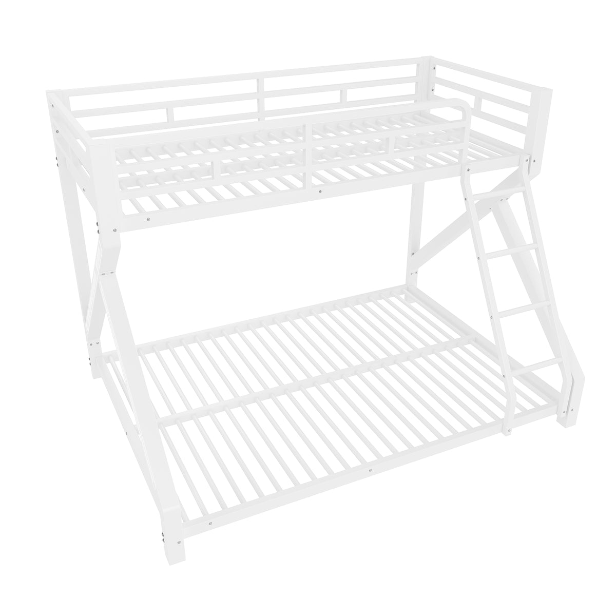 Kids Bunk Bed 90x200 & 140x200cm with LED Light, White Iron Frame