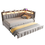 Upholstered Sofa Bed 90x200cm with Pull-Out Bed, Light Grey Velvet