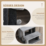 Cat Stairs 3 Steps with Play Ball, Plush Grey