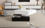 Coffee Table, 360° Rotating Top, 3 Drawers, Liftable, White & Black