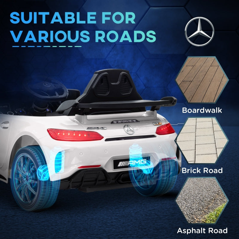 Electric Ride-On Car, Mercedes 3-5 km/h, Remote Control, White