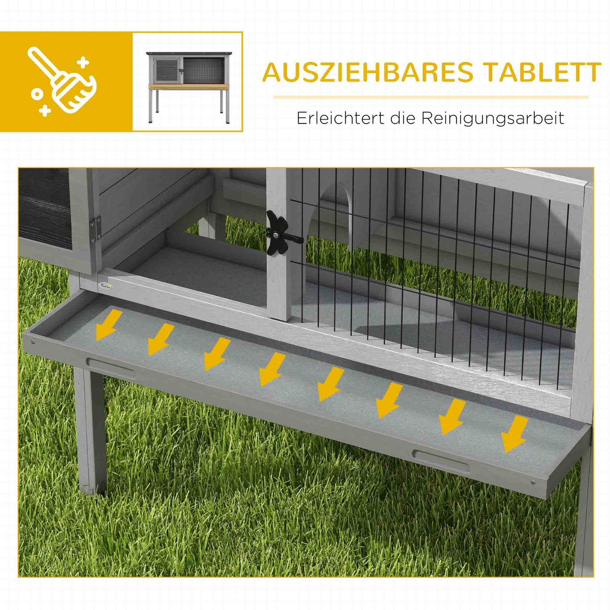 Rabbit Hutch Winterproof Hinged Roof 84x43x70 cm Fir Wood, Grey