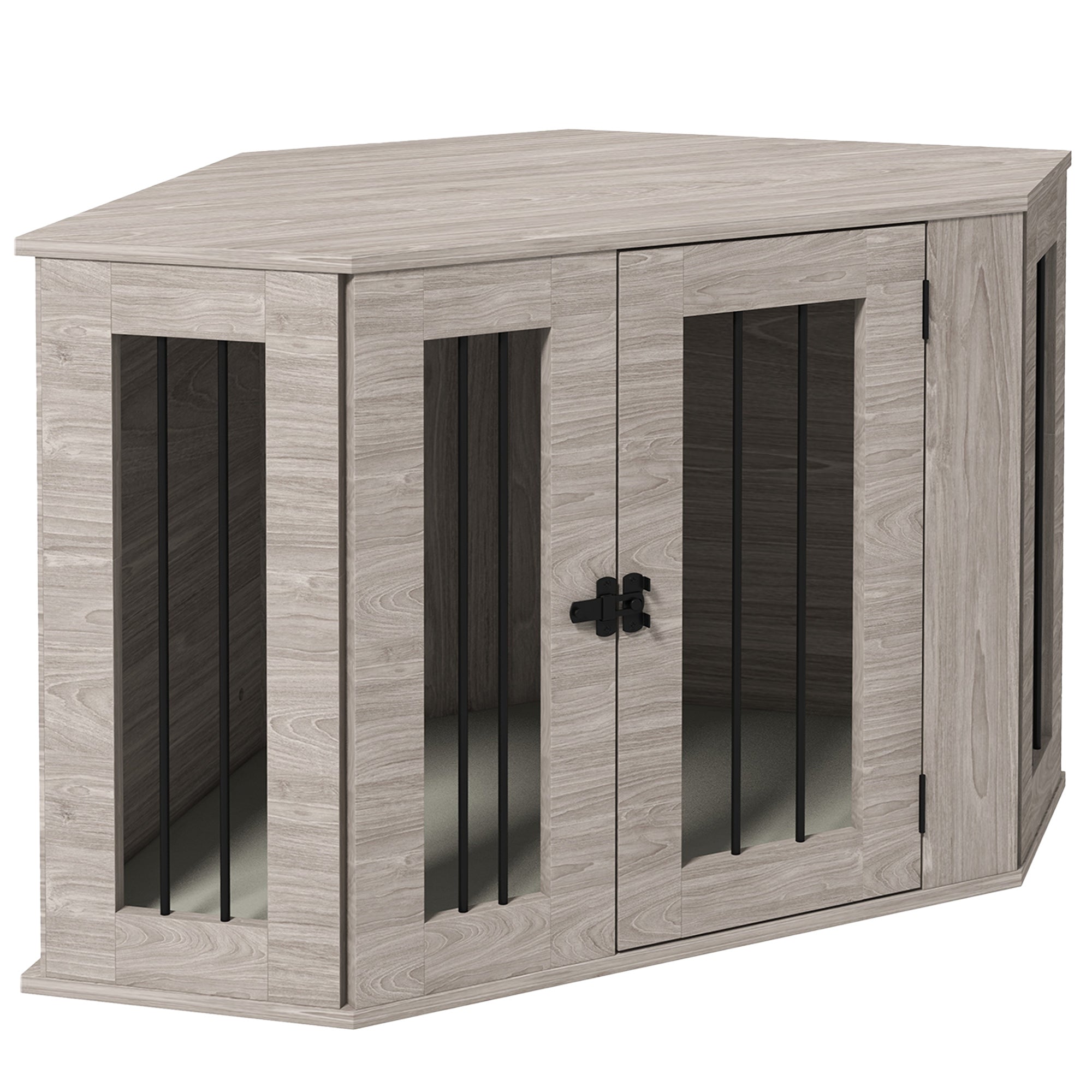 Square Dog Cage, Cushion Latch, Walnut