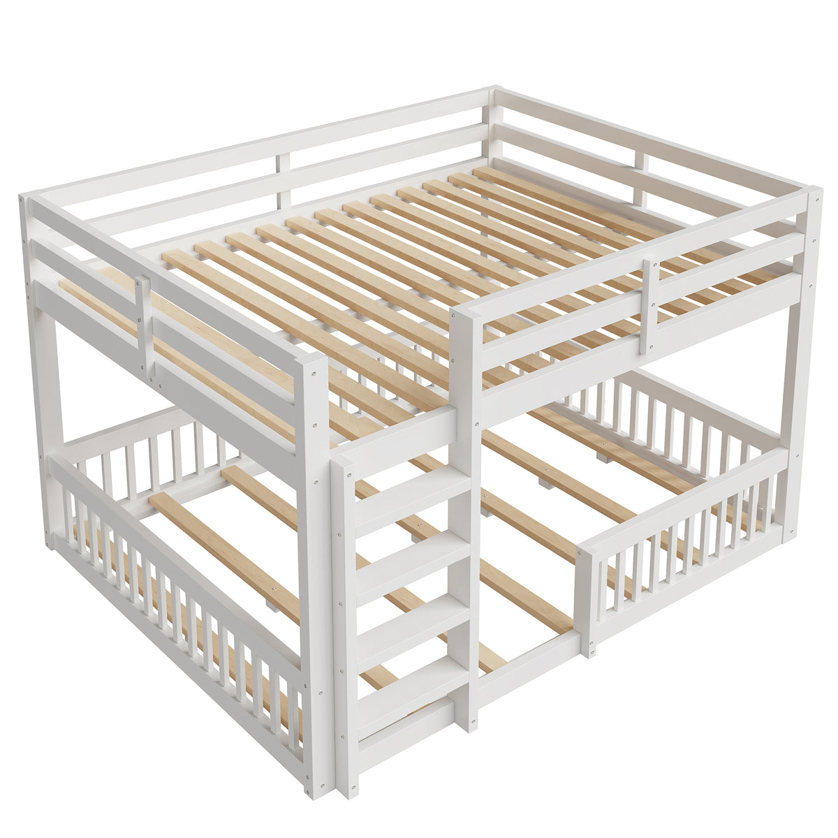 Bunk Bed 160x200 cm with Safety Guard Railings, White