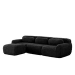 L-shaped Modular Sofa Frameless Deep Seating - Black Plush Fabric