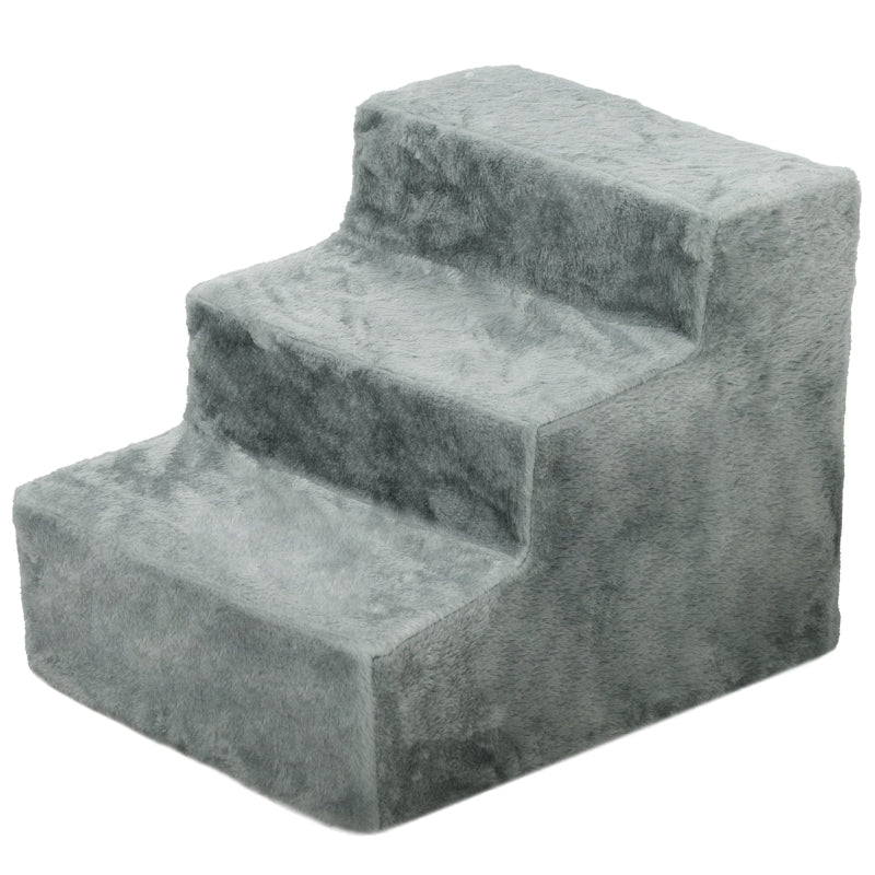 Dog Stairs 3-Step Pet Plush, Light Grey