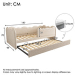 Upholstered Single Bed 90x200cm with LED & Storage, Beige Velvet