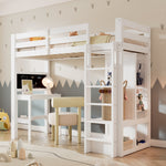 Children's Bunk Bed with Desk, Wardrobe and Shelves, 90x200cm, White