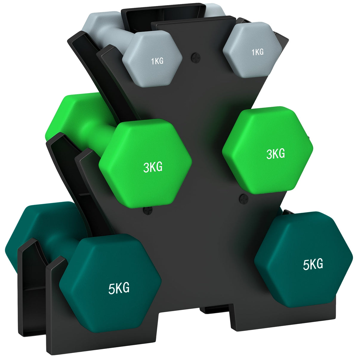 Dumbbell Set 6 Dumbbells with Stand Metal