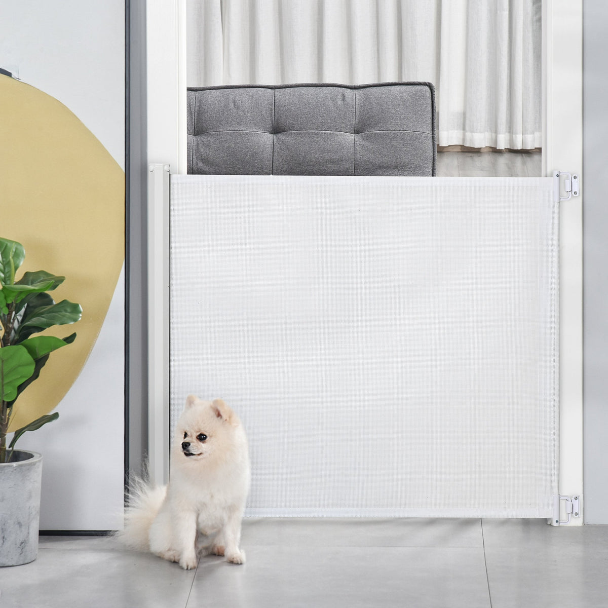 Stair Gate Extendable Door Safety Partition White PVC