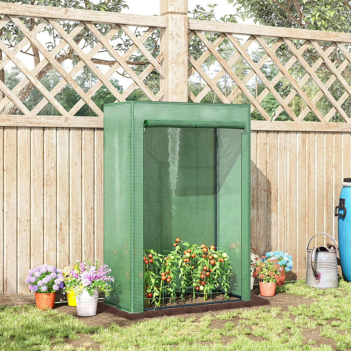 Greenhouse Roll-Up Door 100x50x150cm Steel Plastic Green