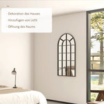 Wall Mirror, Wardrobe Hallway Living Room Bedroom, 110 x 62cm, Metal Frame, Black