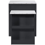 Extendable Bar Table Kitchen Island with Storage, 2 Drawers & Shelves - Black