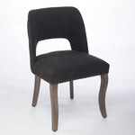Wooden Dining Chairs Set of 2, Modern Fabric Upholstered Farmhouse Dinner Chair, Black