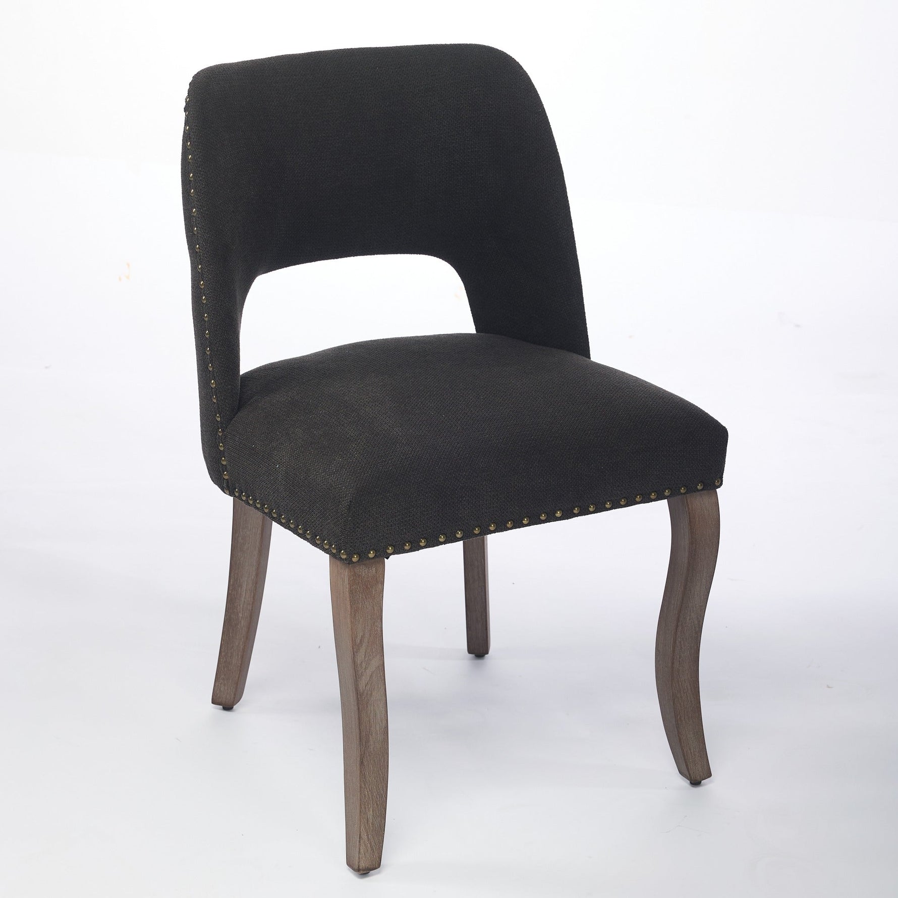 Wooden Dining Chairs Set of 2, Modern Fabric Upholstered Farmhouse Dinner Chair, Black