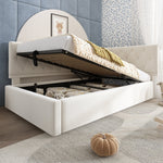 Upholstered Bed, Daybed 90x200cm with Hydraulic Storage, Wooden Slatted Frame, Beige Velvet